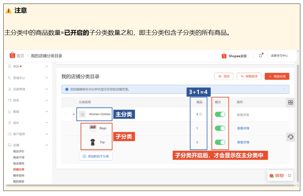 【Shopee知识大纲更新】我的商店分类