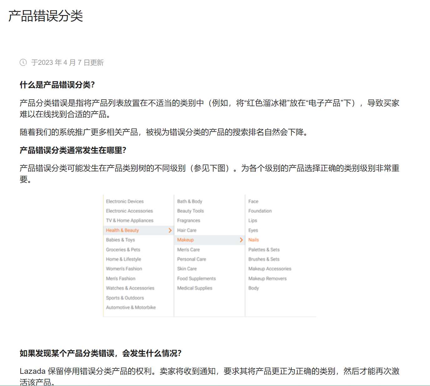 【Lazada知识大纲更新】产品错误分类