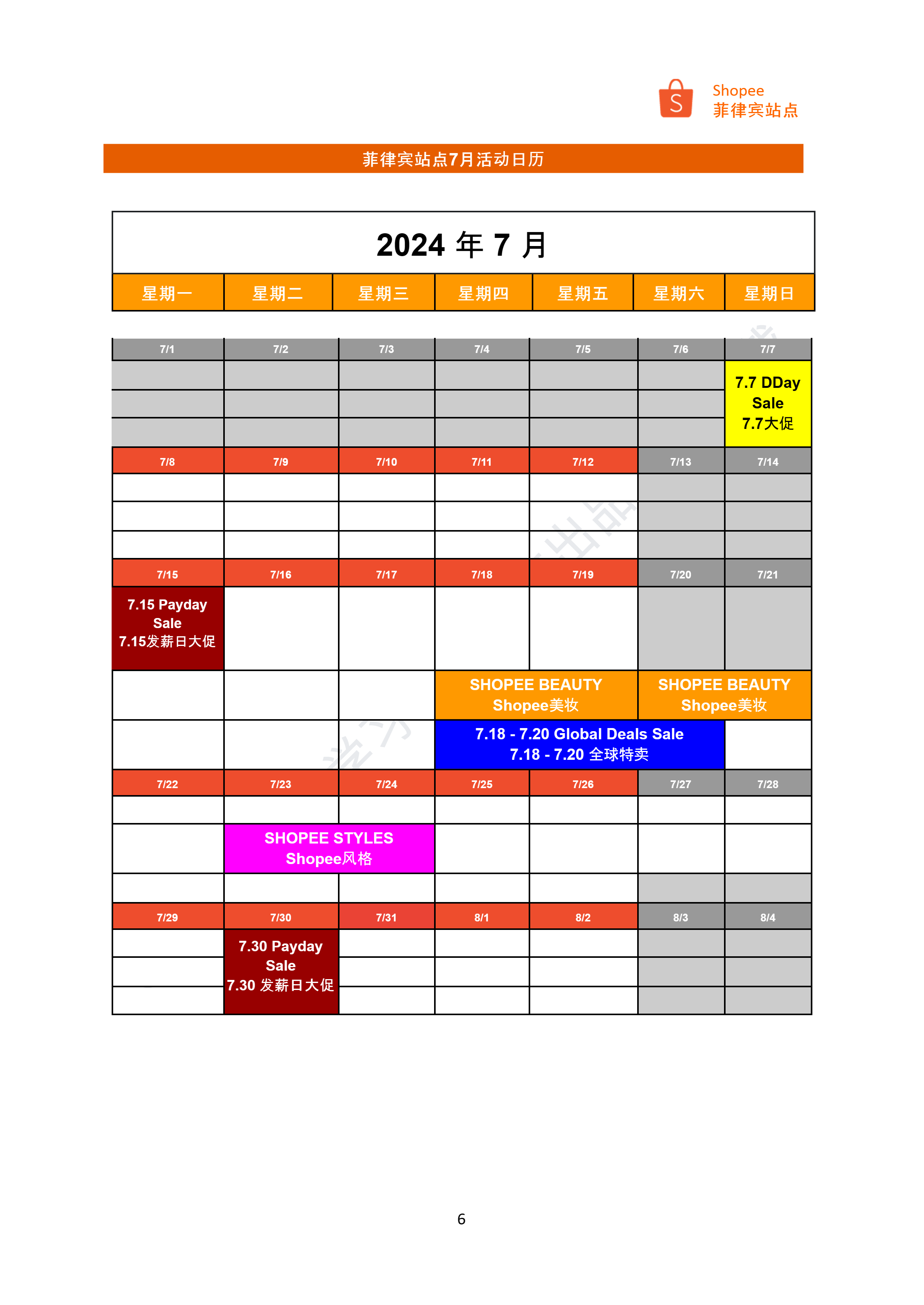 【Shopee市场周报】虾皮菲律宾站2024年7月第1周市场周报 