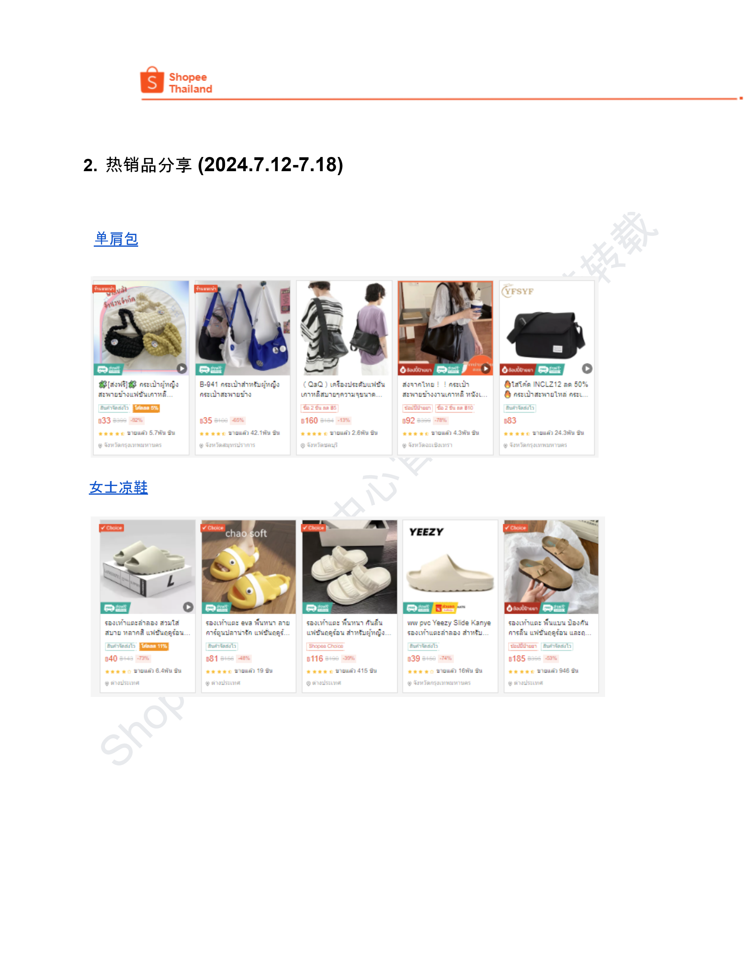 【Shopee市场周报】虾皮泰国站2024年8月第1周市场周报