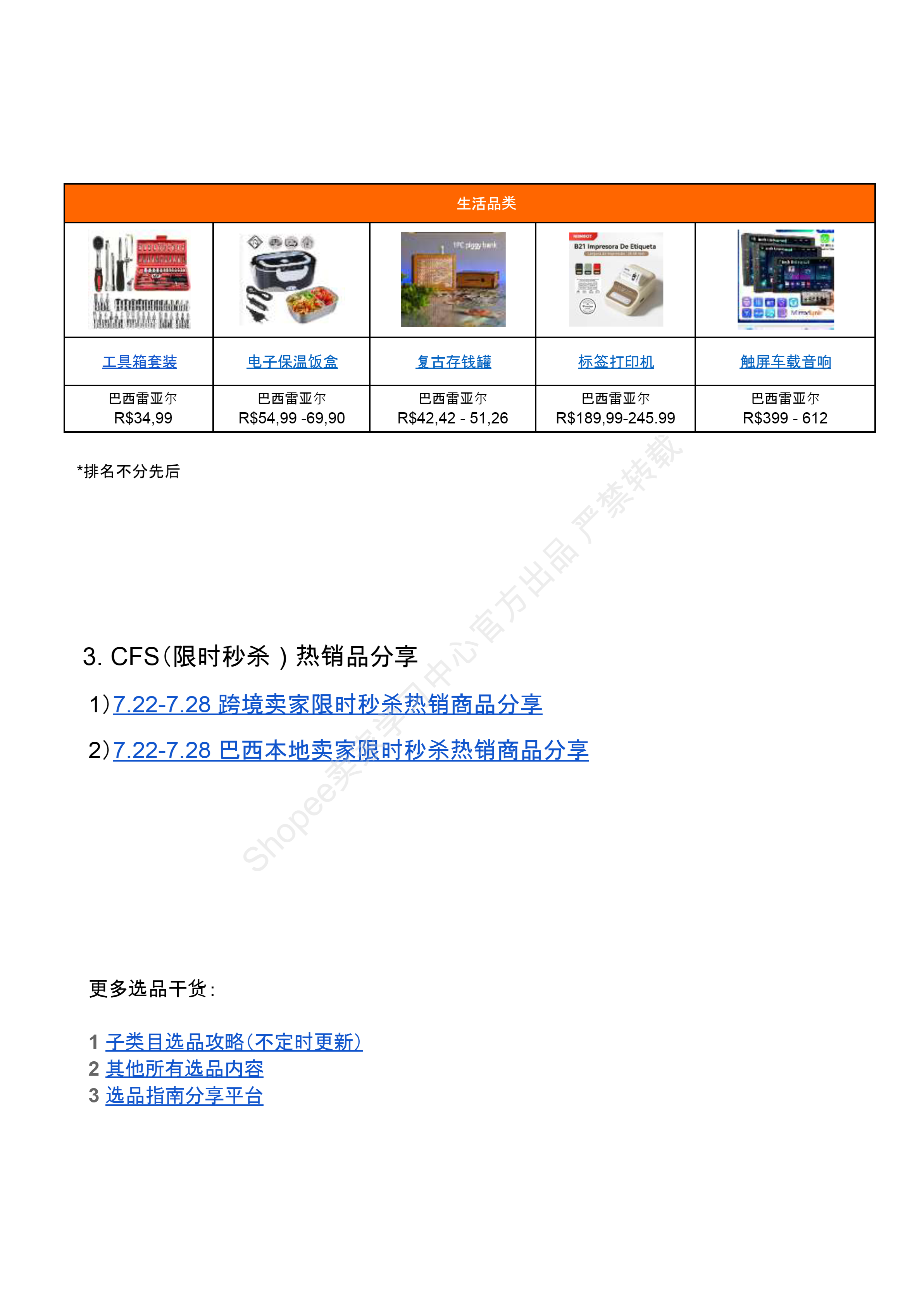 【Shopee市场周报】虾皮巴西站2024年8月第2周市场周报