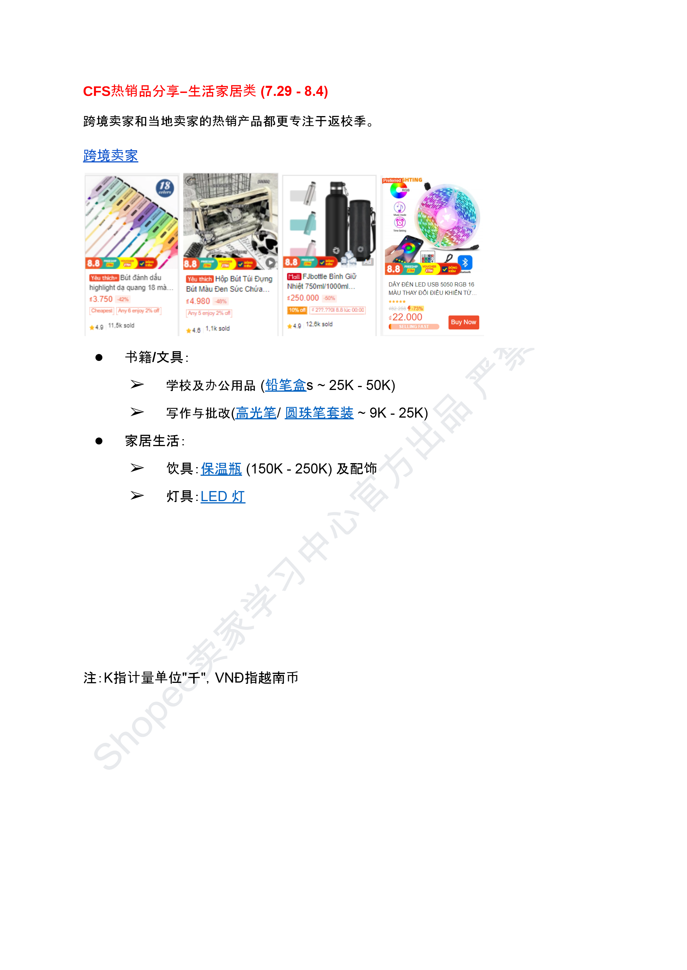 【Shopee市场周报】虾皮越南站2024年8月第3周市场周报