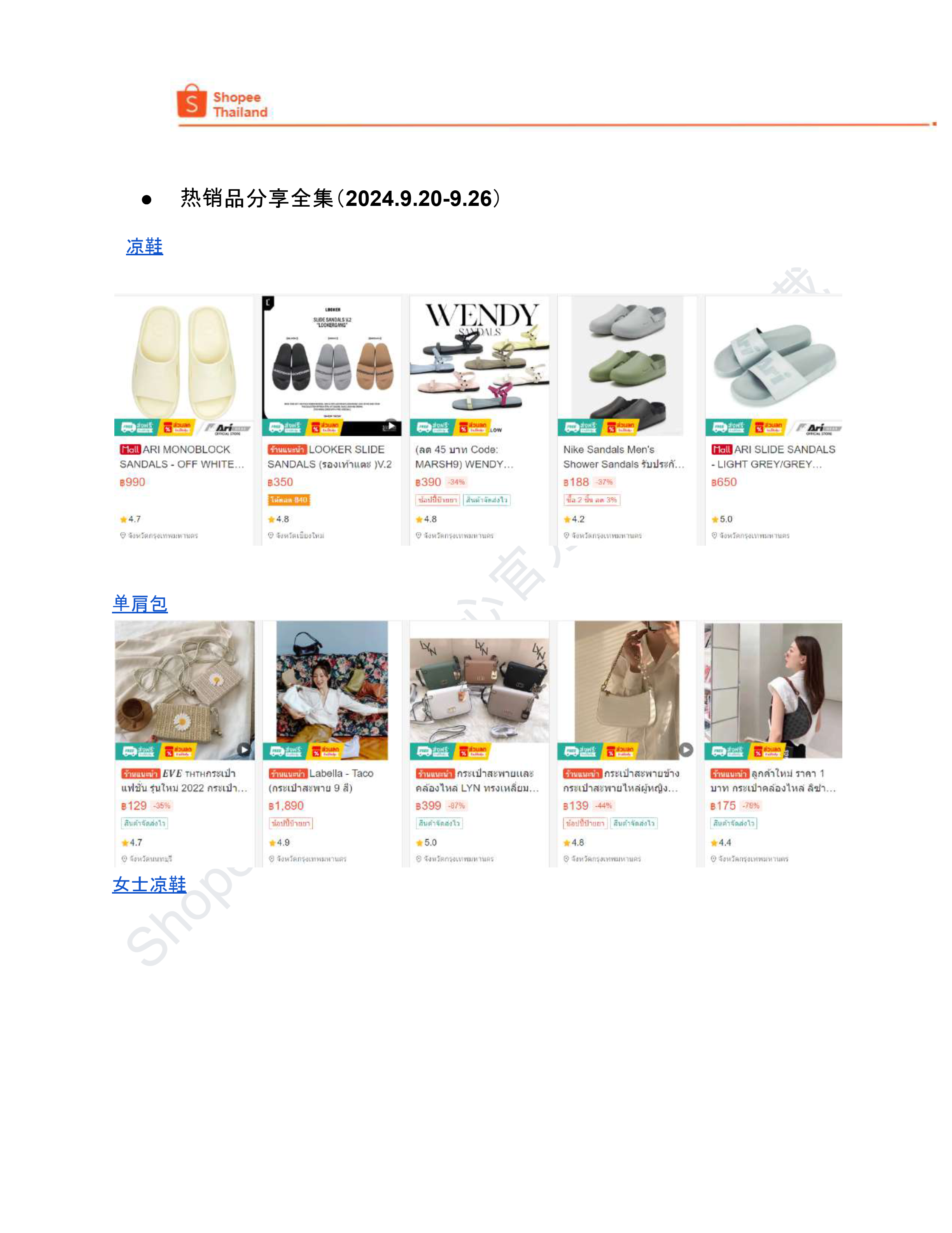 【Shopee市场周报】虾皮泰国站2024年10月第1周市场周报