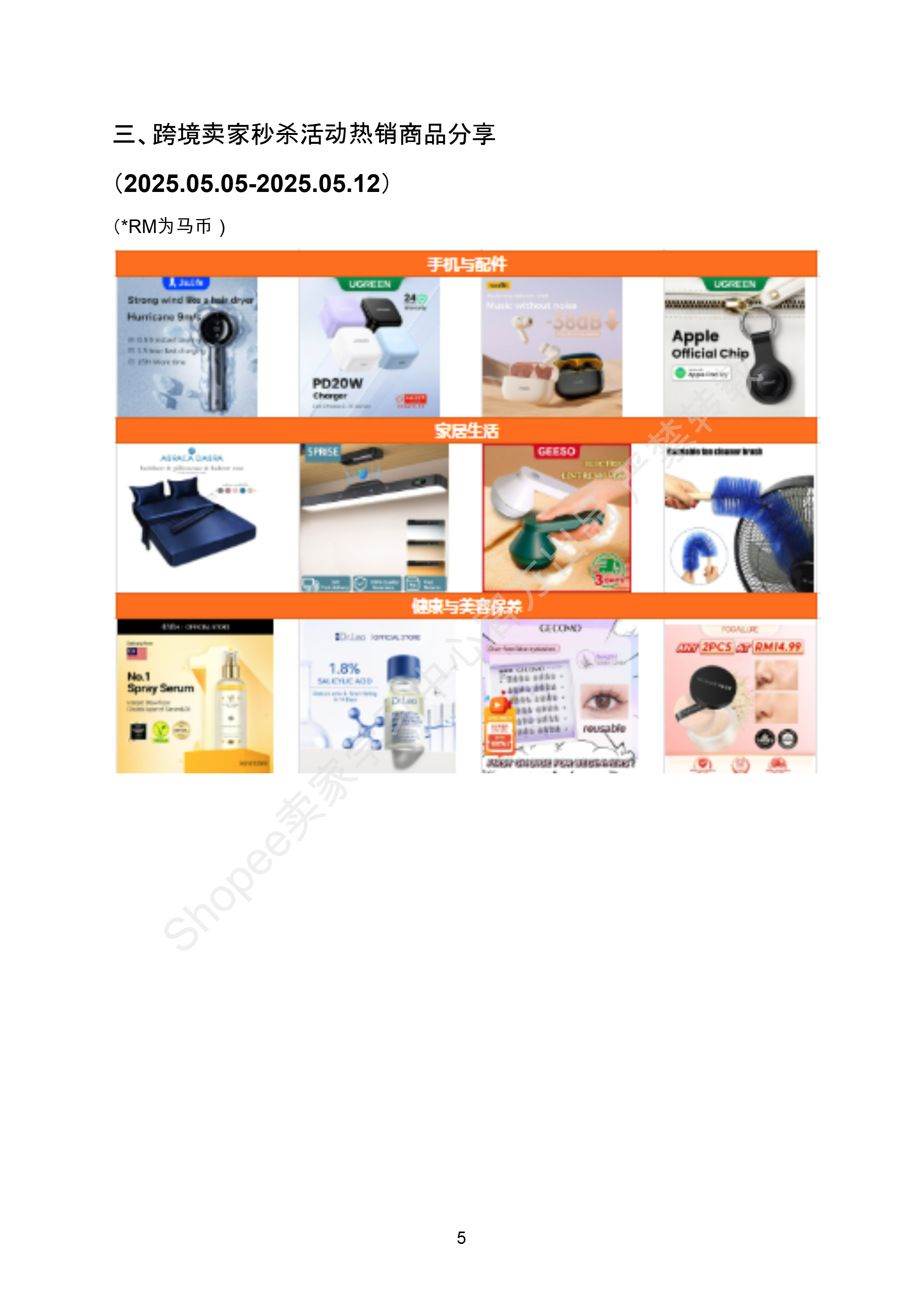 【Shopee市场周报】虾皮马来西亚站2025年5月第1周市场周报