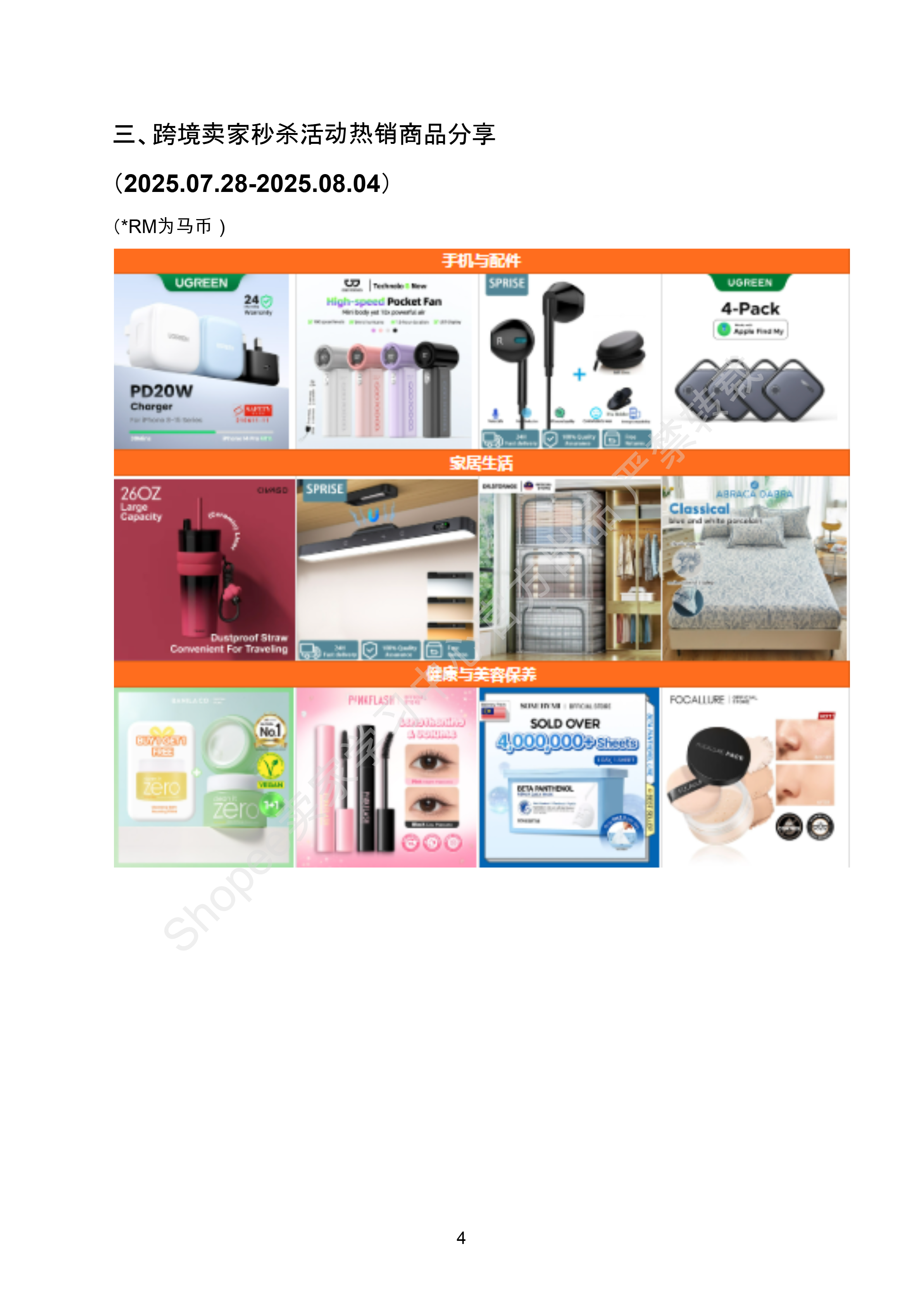 【Shopee市场周报】虾皮马来西亚站2025年8月第1周市场周报