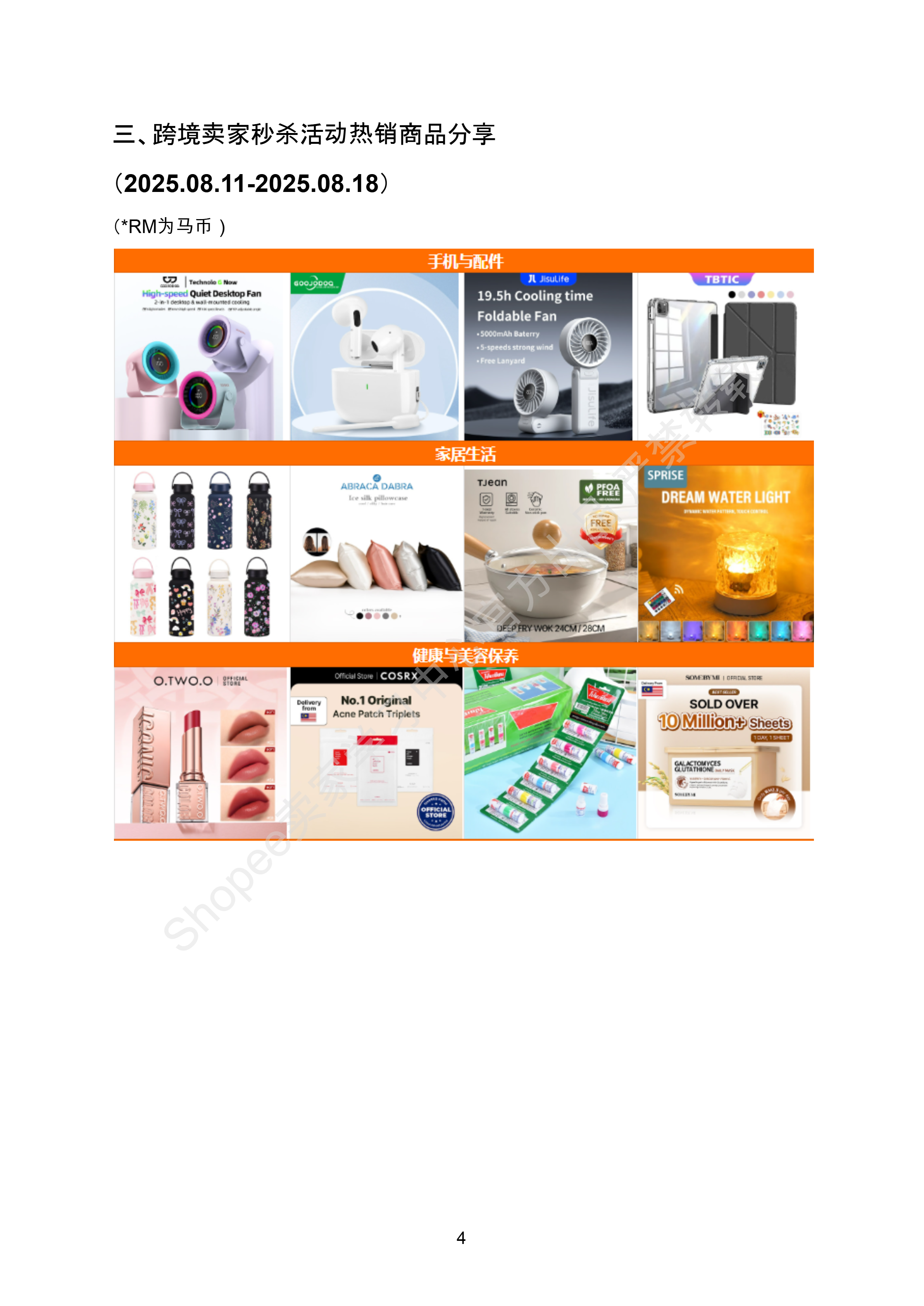 【Shopee市场周报】虾皮马来西亚站2025年8月第3周市场周报
