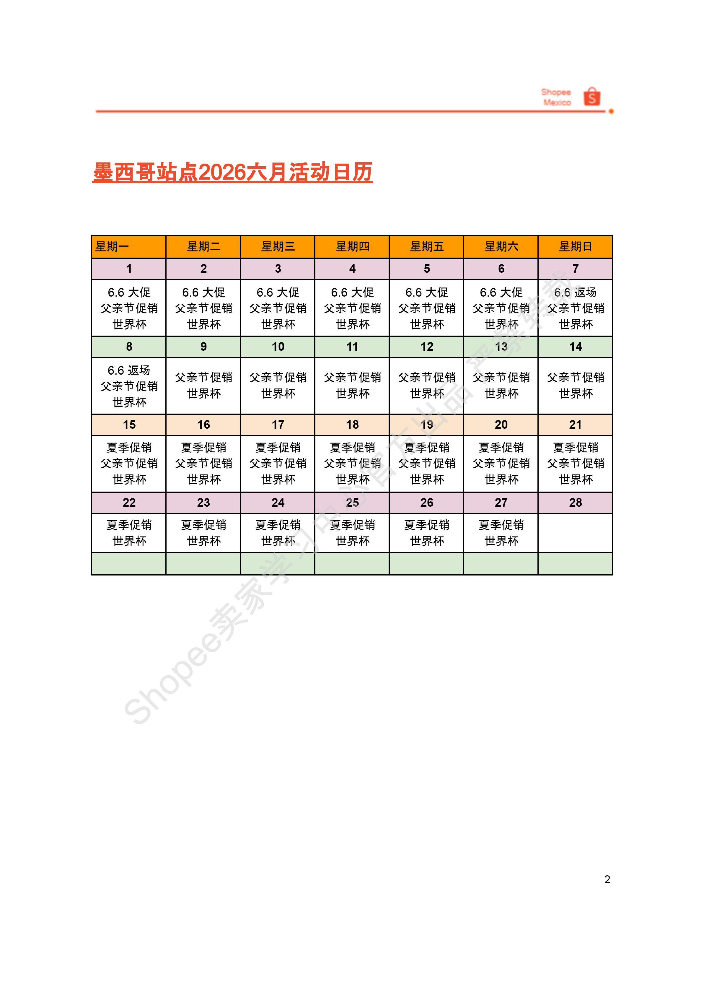 【2026年6月第2周】虾皮墨西哥站:三重活动日历与Top热搜选品