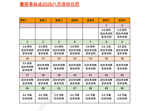 【2026年7月第1周】虾皮墨西哥站：8.8大促、返校季、夏季促销密集排期，热搜关键词与选品攻略全解析