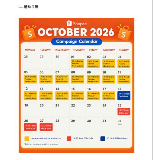 【2026年10月第3周】虾皮新加坡站：Q4 多场重磅大促流量怎么抢占？Shopee 新加坡站点 10 月中下旬活动排期选品周报指南