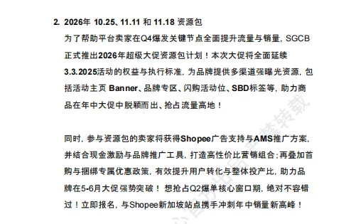【2026年10月第4周】虾皮新加坡站：Q4 大促资源包怎么拿？Shopee 新加坡站点 10‑11 月活动排期选品周报指南