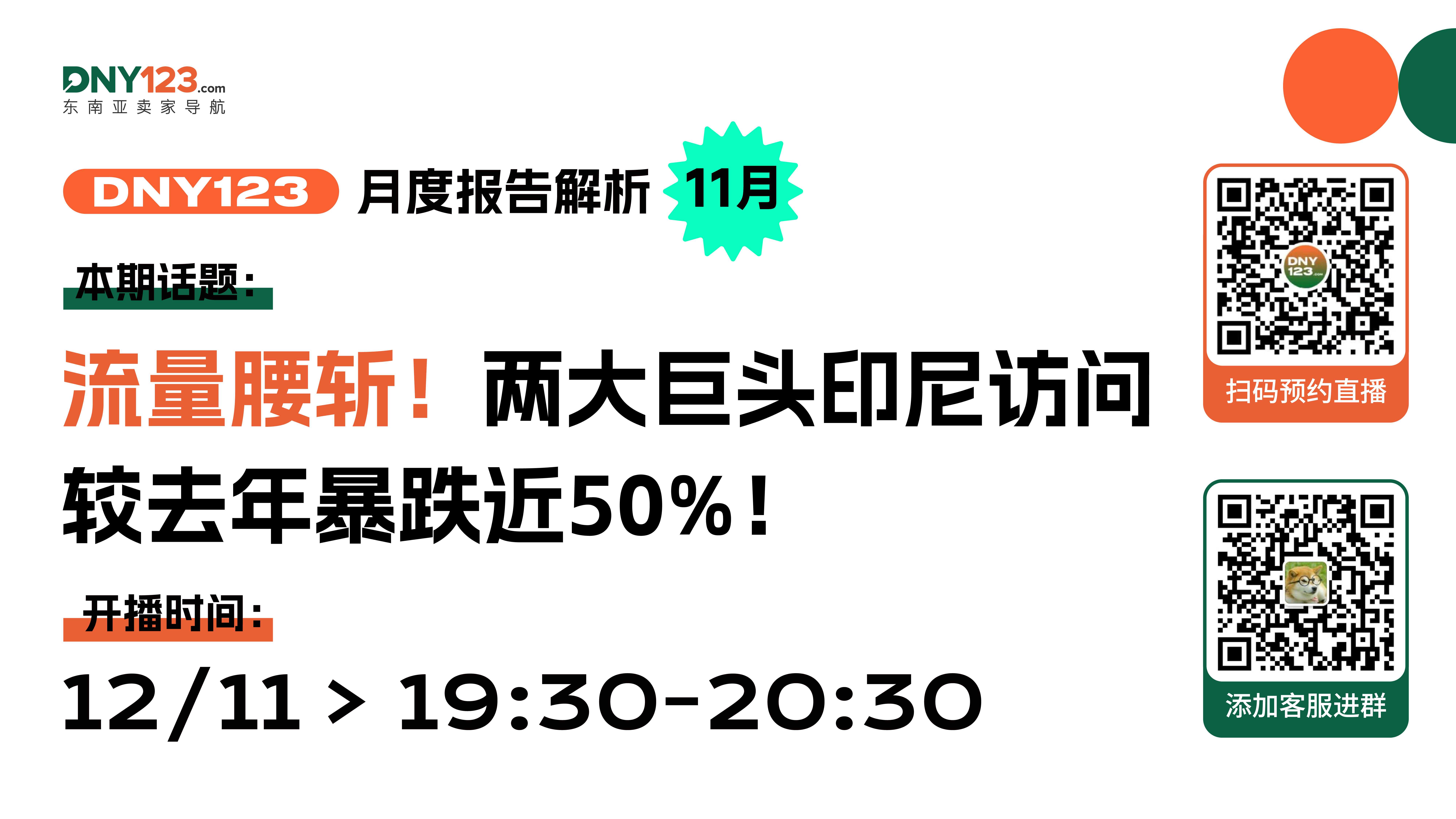 【11月月度报告解析】流量腰斩！两大巨头印尼访问较去年暴跌近50%！