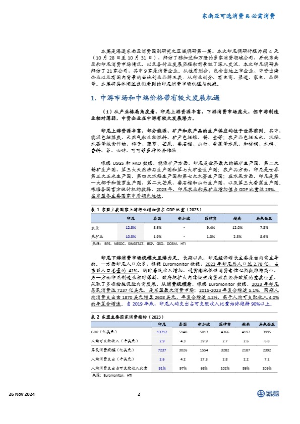 东南亚消费国别研究：印尼调研反馈：消费前景广阔，扎根本地制胜 