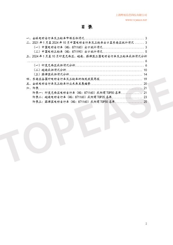 【特易资讯】2024年中国电动自行车及三轮车东南亚市场出口分析白皮书 