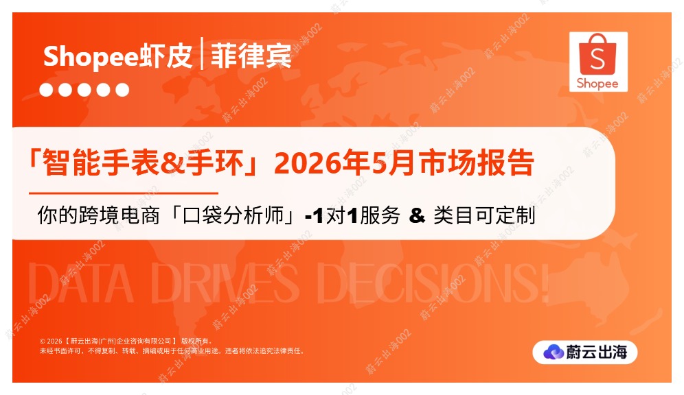 蔚云出海_菲律宾Shopee虾皮2026年智能手表-手环5月市场动态报告_【发现报告 fxbaogao.com】 
